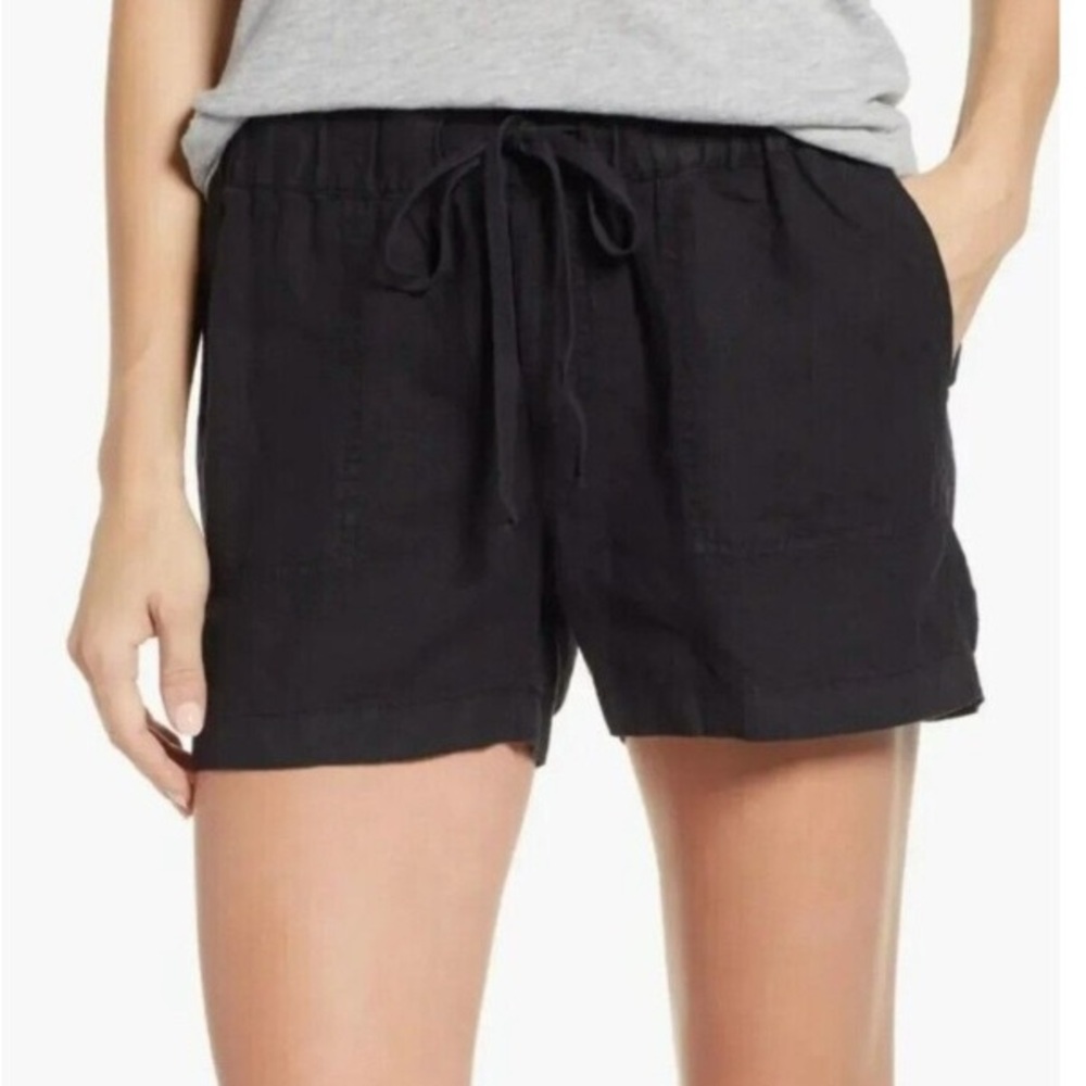 Caslon Women's Black 100% Linen Drawstring Shorts Size XXL USED